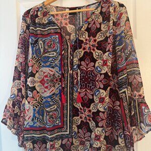 Boho Chic Peasant Blouse – Vibrant Paisley Print!